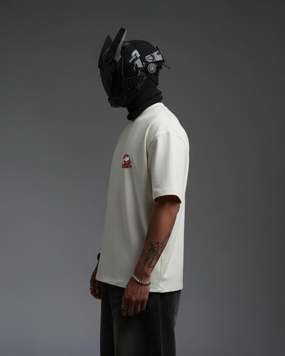 SKATER-BOT EMBROIDERY OVER-SIZED T SHIRT