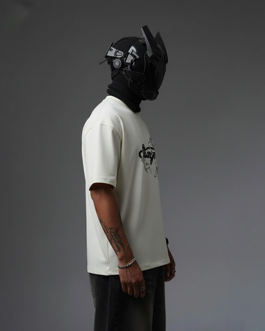 STRANGE ANGELS EMBROIDERY OVER-SIZED T SHIRT