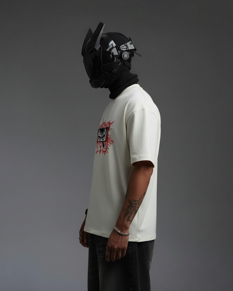 Berserk Red Veins Embroidery Over-Sized T Shirt