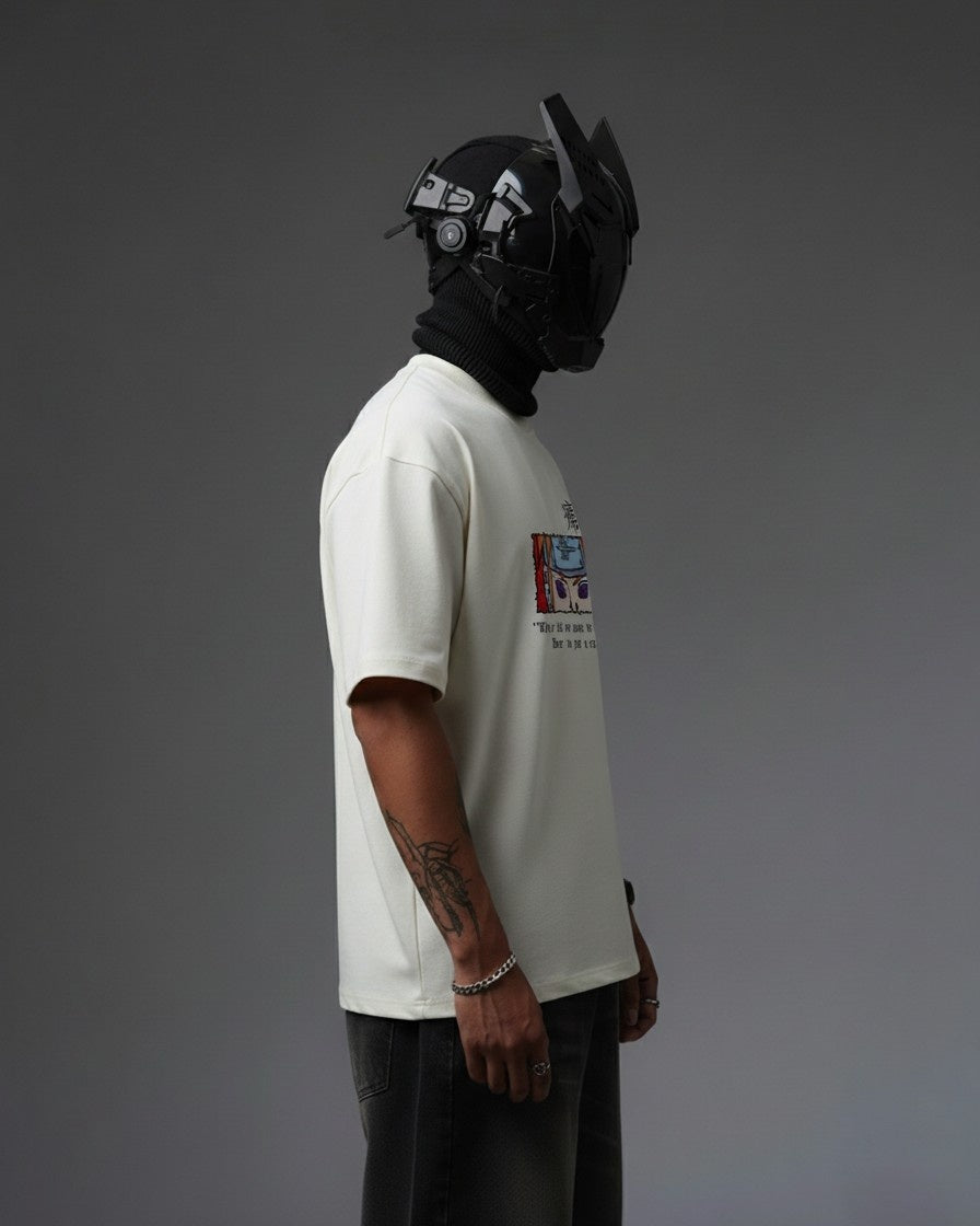 PAIN EMBROIDERY OVER-SIZED T SHIRT