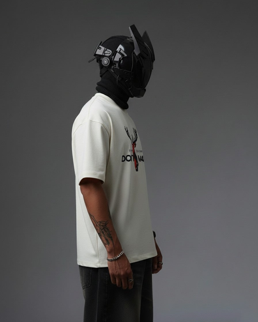 DONT IMAGINE DEER EMBROIDERY OVER-SIZED T SHIRT