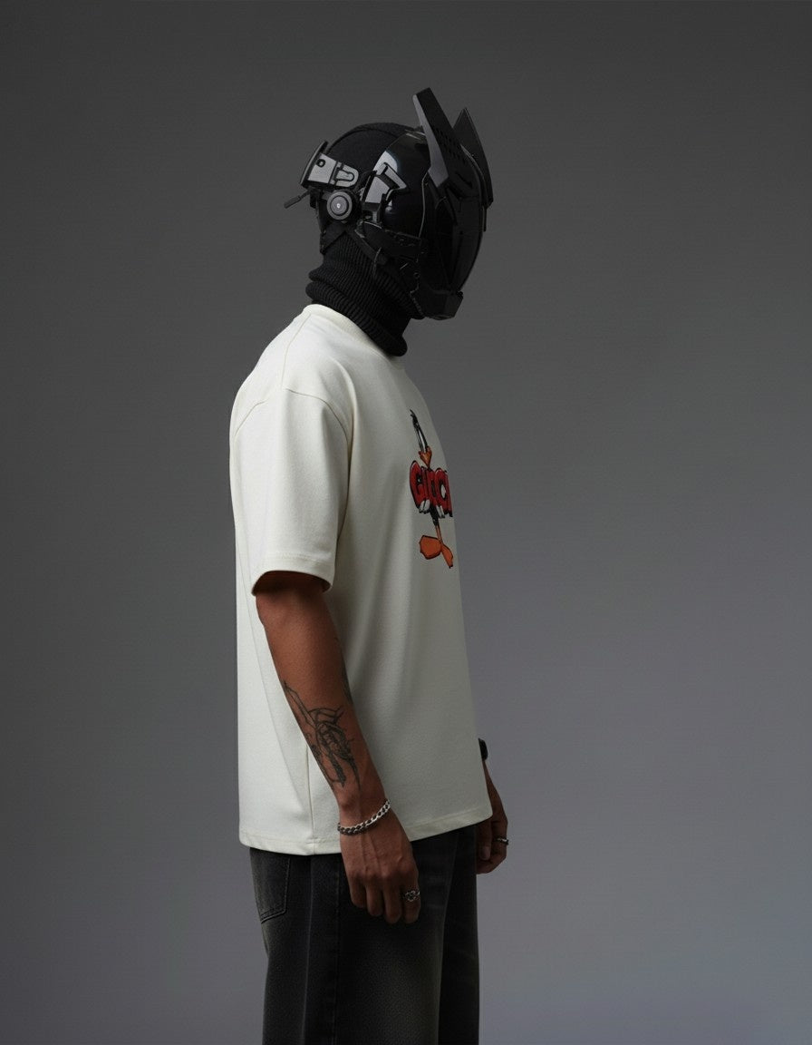 GUCI DUCK EMBROIDERY OVER-SIZED T SHIRT