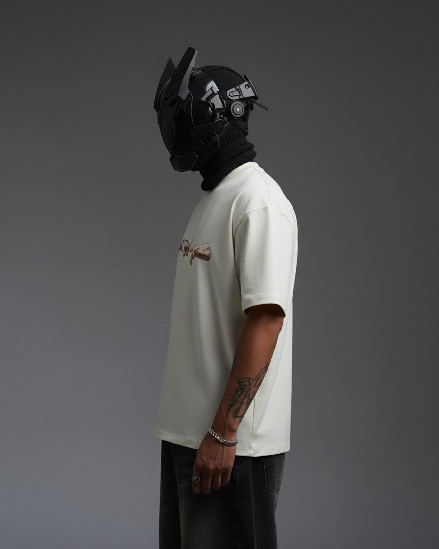 CIGAR HANDS EMBROIDERY OVER-SIZED T SHIRT