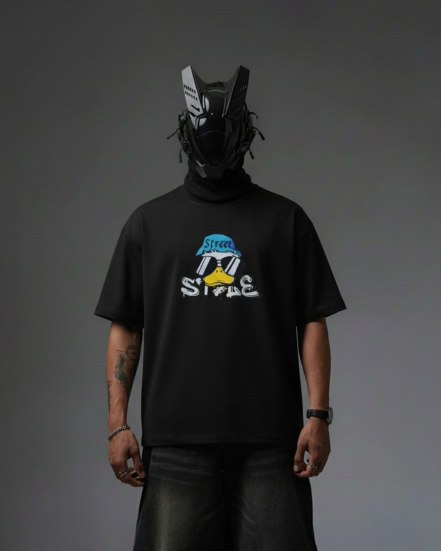 STREET STYLE DUCK EMBROIDERY OVER-SIZED T SHIRT