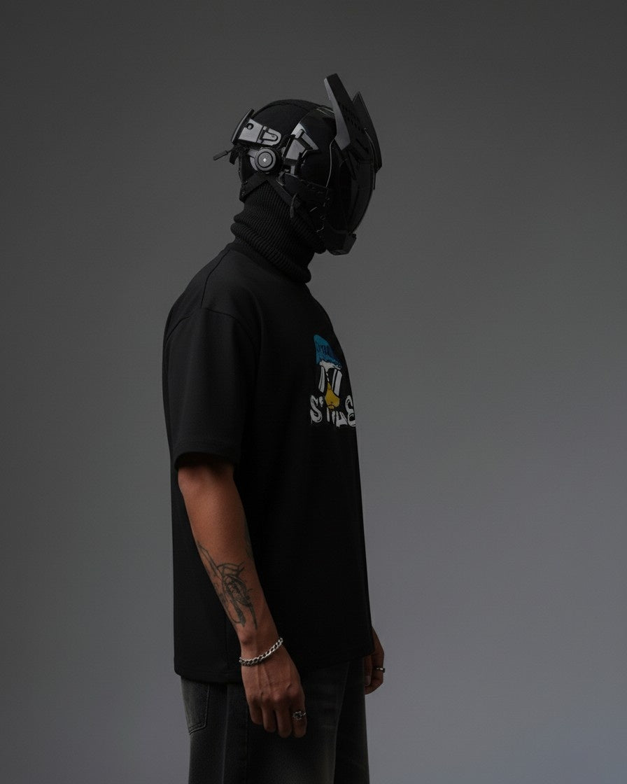 STREET STYLE DUCK EMBROIDERY OVER-SIZED T SHIRT