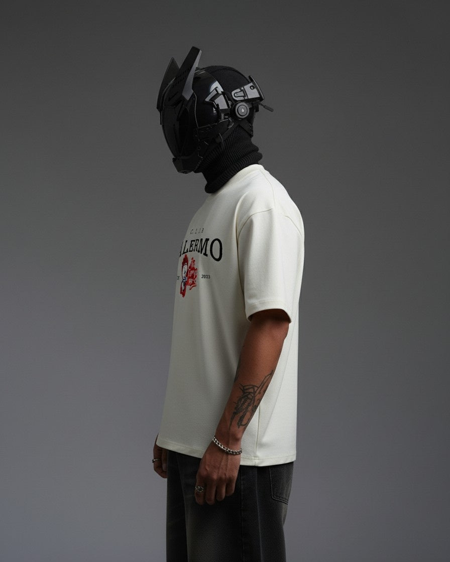 EMRYO CLUB EMBROIDERY OVER-SIZED T SHIRT