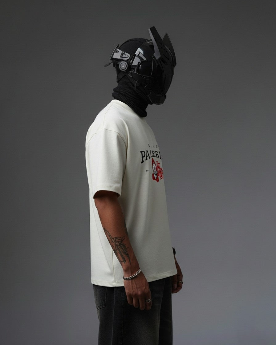 EMRYO CLUB EMBROIDERY OVER-SIZED T SHIRT