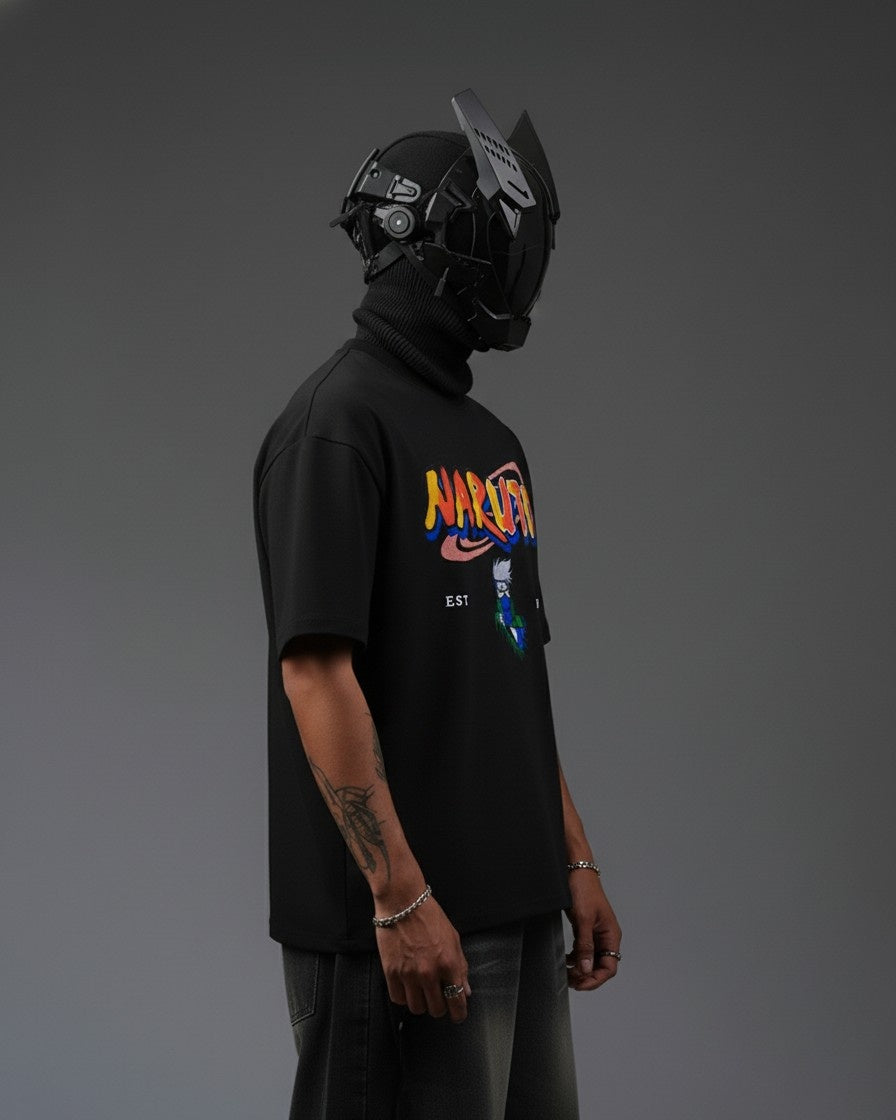 KAKASHI EMBROIDERY OVER-SIZED T SHIRT