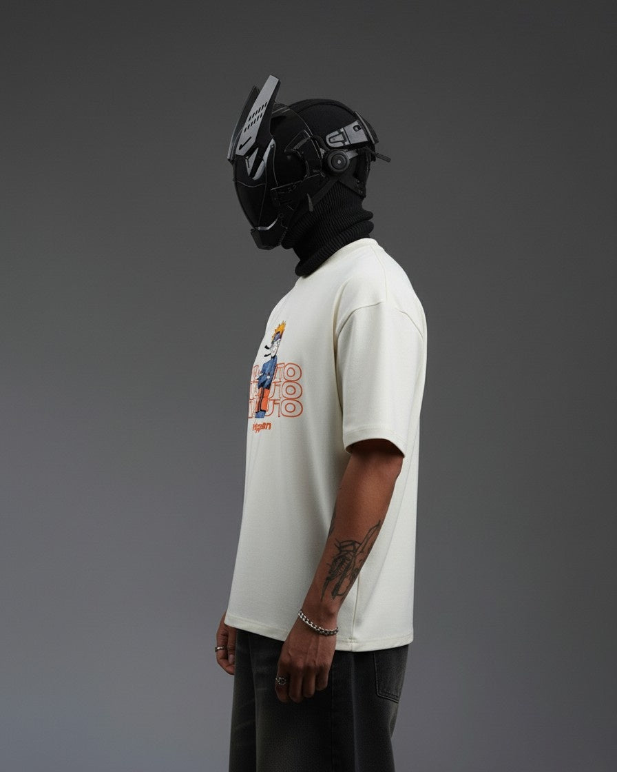 NARUTO EMBROIDERY OVER-SIZED T SHIRT