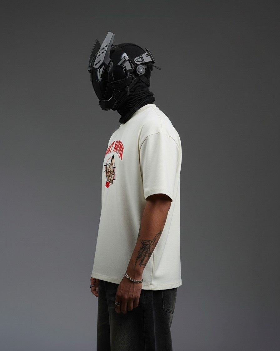 BAKI HANMA EMBROIDERY OVER-SIZED T SHIRT