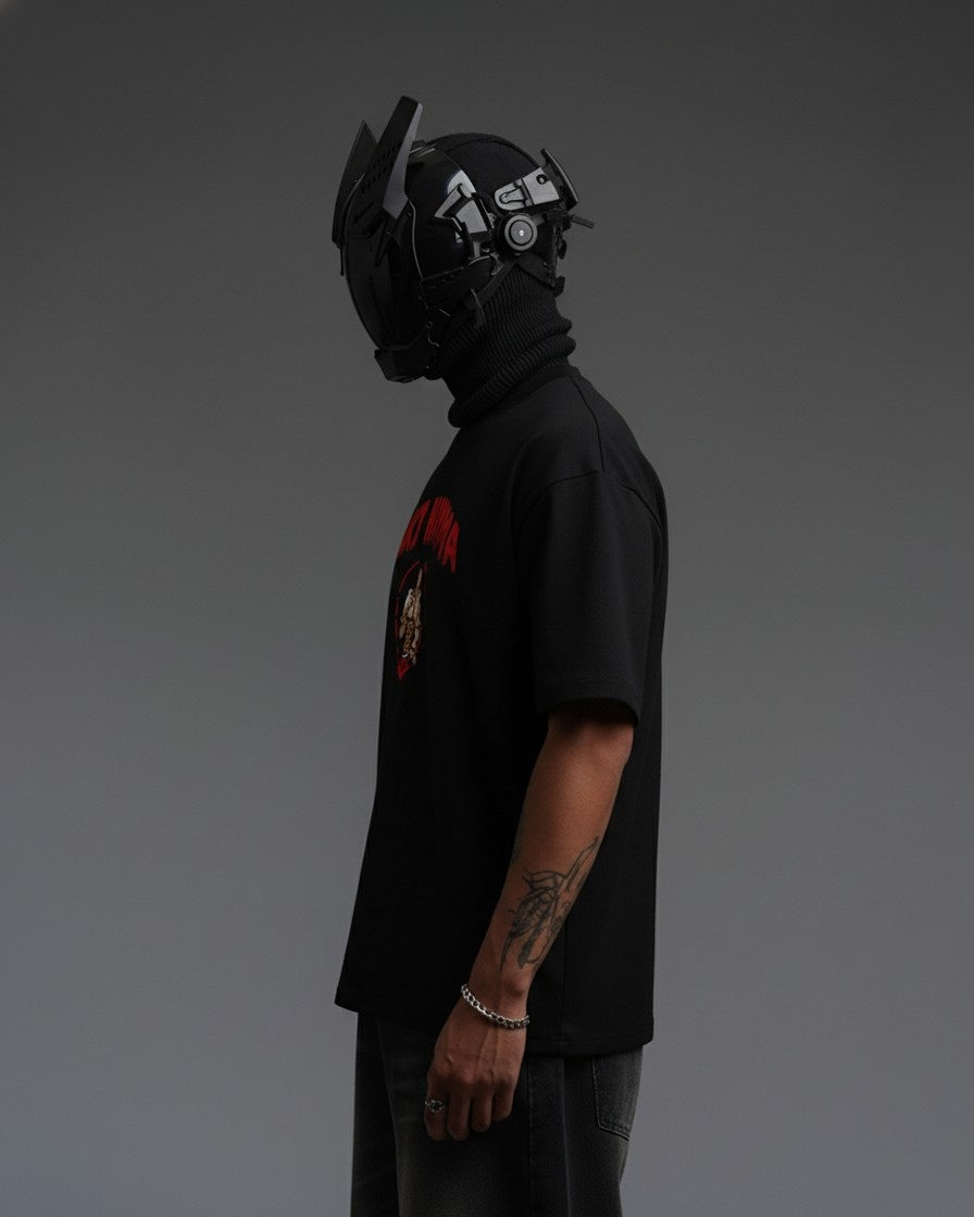 BAKI HANMA EMBROIDERY OVER-SIZED T SHIRT