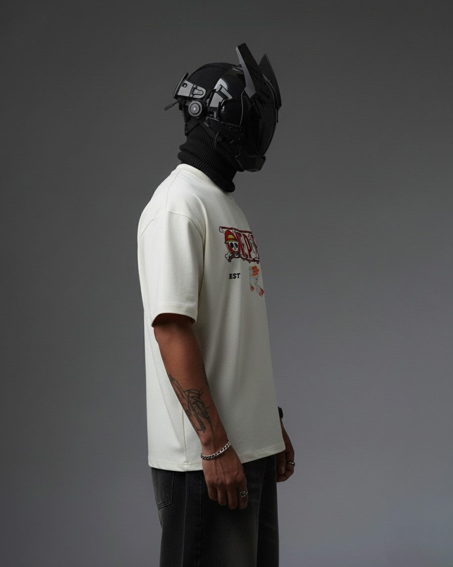 ONE-PIECE EMBROIDERY OVER-SIZED T SHIRT