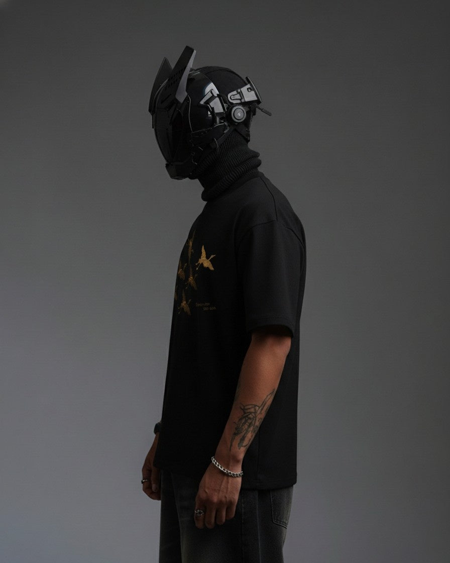 FLYING BIRD EMBROIDERY OVER-SIZED T SHIRT