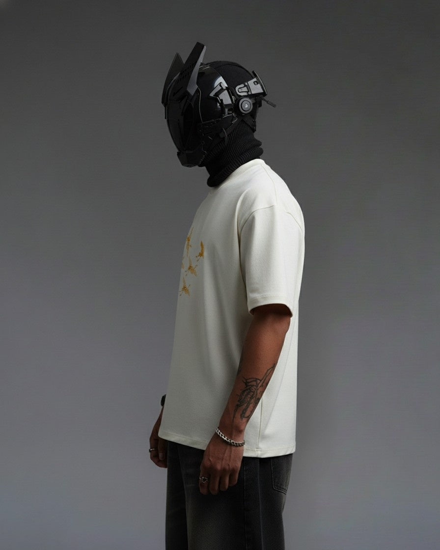 FLYING BIRD EMBROIDERY OVER-SIZED T SHIRT