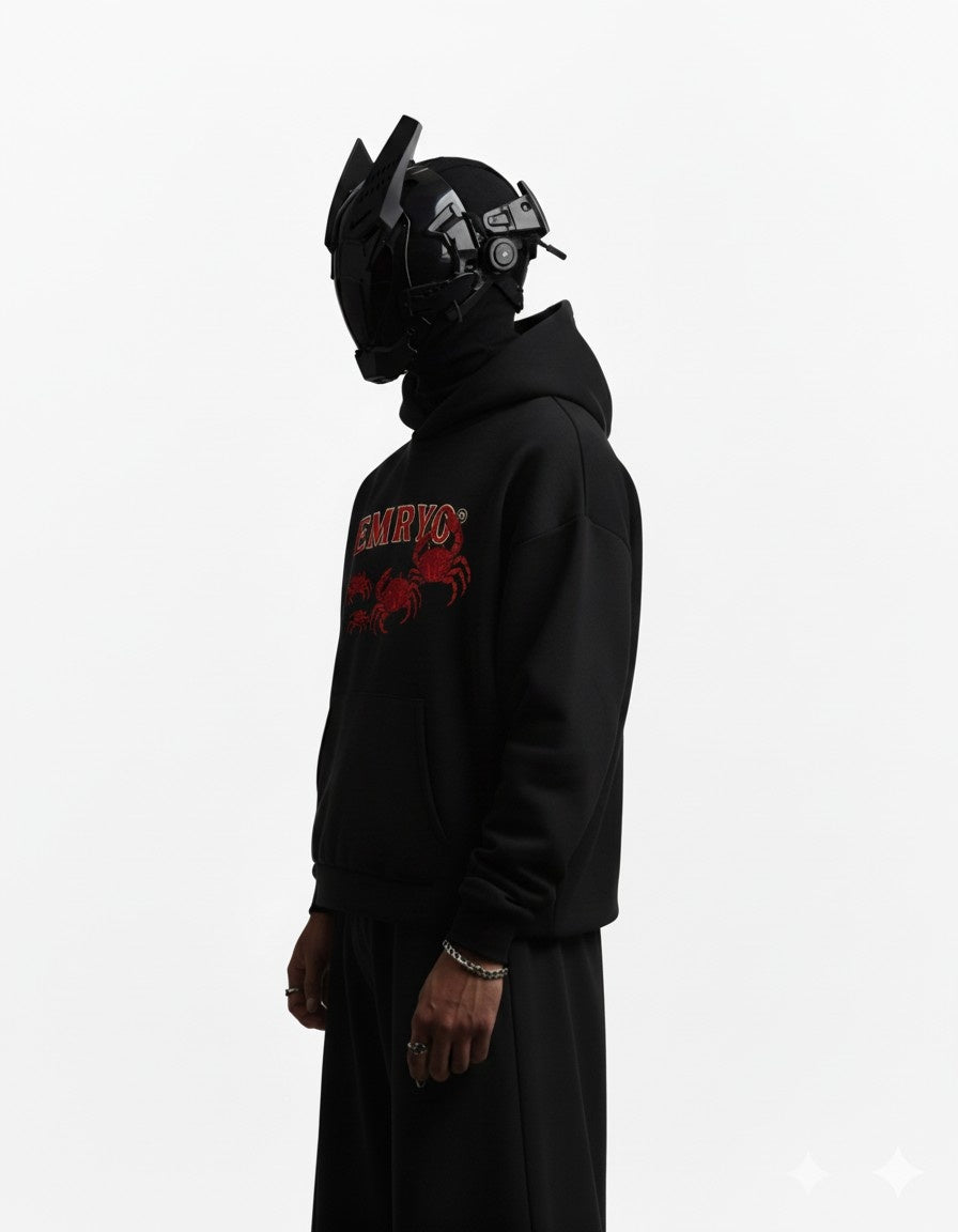 CRAB EMBROIDERED OVERSIZED HOODIE