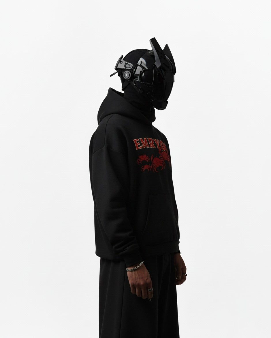 CRAB EMBROIDERED OVERSIZED HOODIE