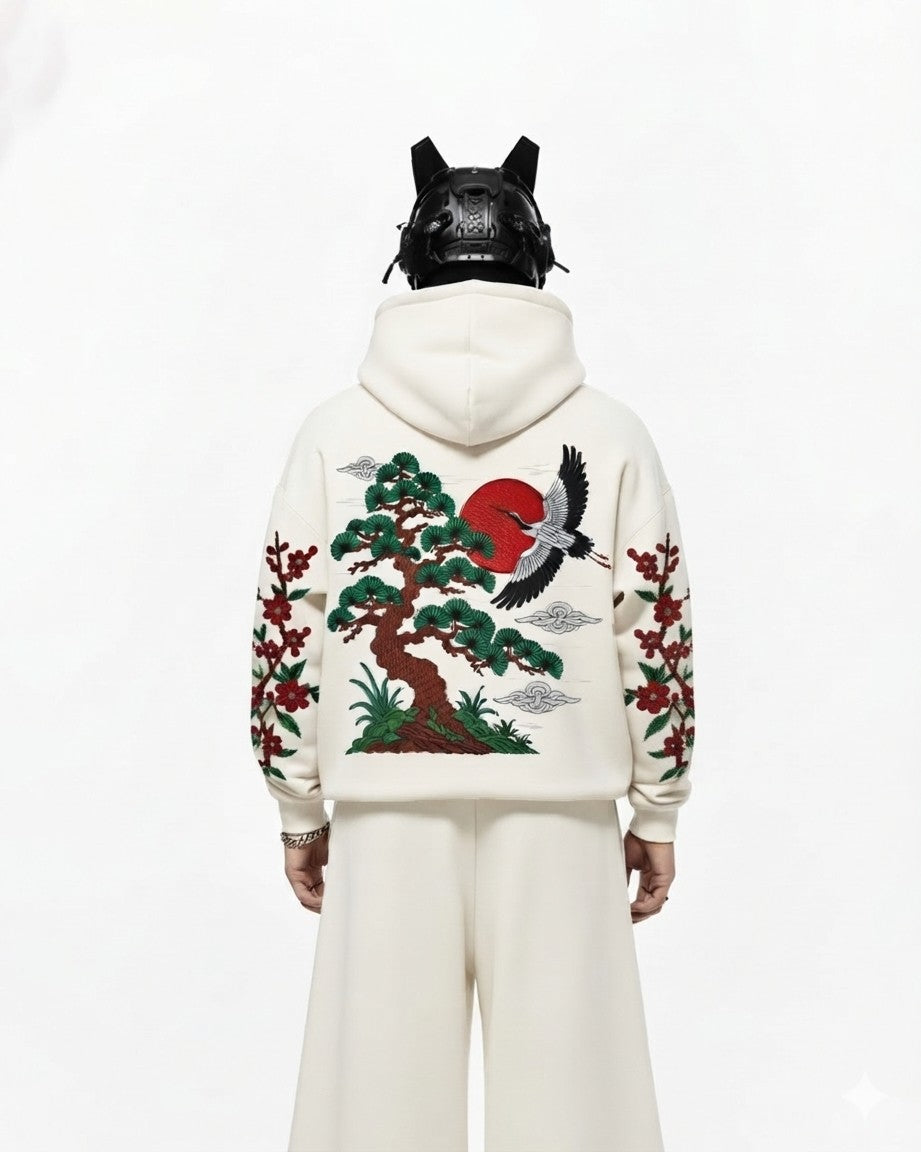 Tokyo Swan Embroidery Oversized Hoodie