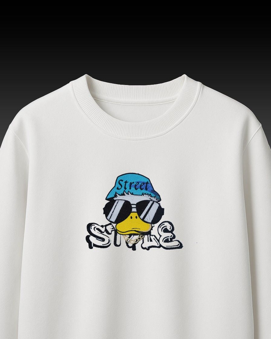 Street Style Duck Embroidery Over-Sized T Shirt