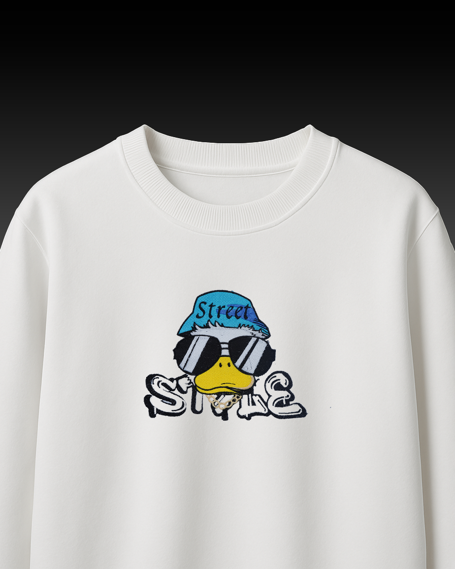 STREET STYLE DUCK EMBROIDERY OVER-SIZED T SHIRT