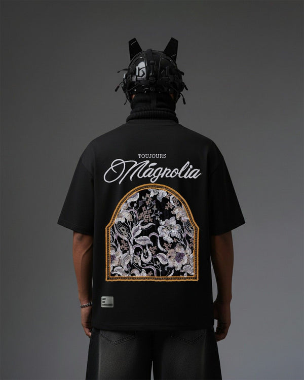 Mangolia Arch Applique Embroidery Over-Sized T Shirt
