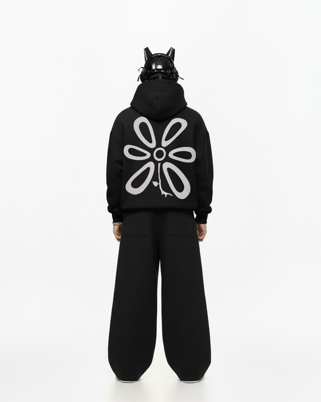 Flower Applique Embroidery Oversized Hoodie