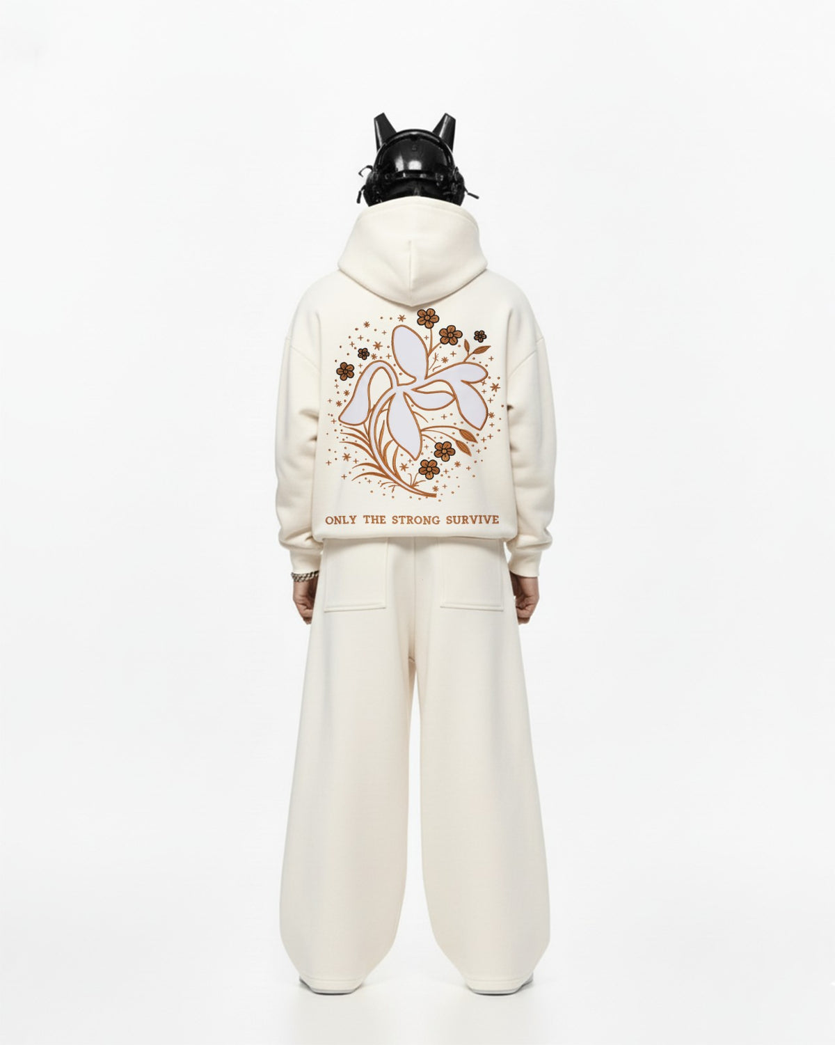 Leaves Applique Embroidery Oversized Hoodie