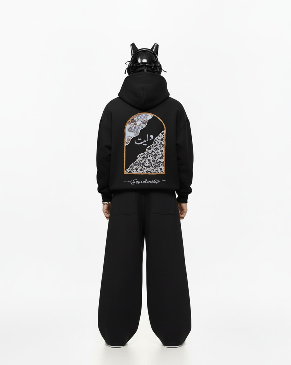 Arabic Arch Applique Embroidery Oversized Hoodie