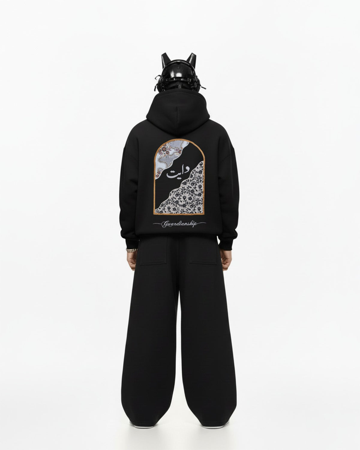 Arabic Arch Applique Embroidery Oversized Hoodie