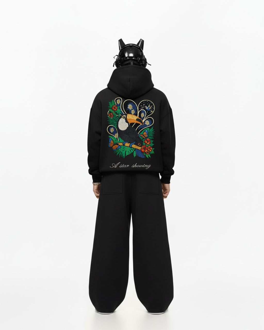 Toucan Bird Embroidery Oversized Hoodie