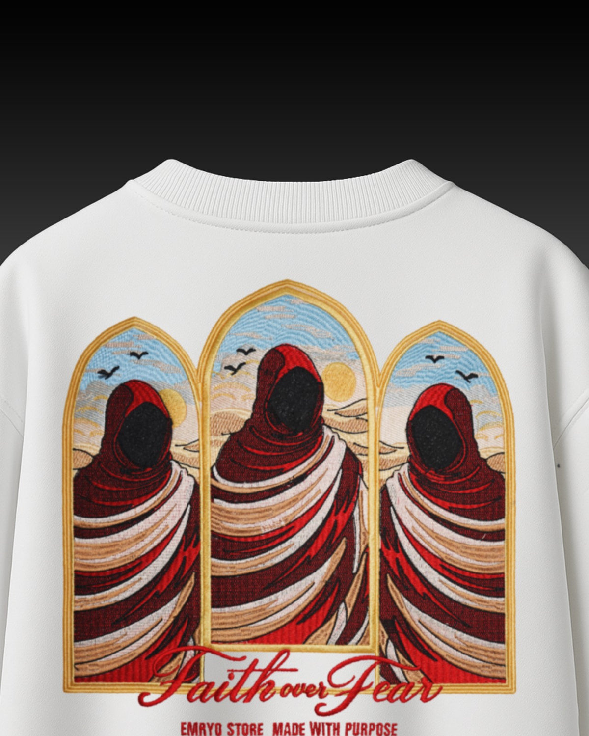 Faith Over Fear Embroidery Oversized T-Shirt