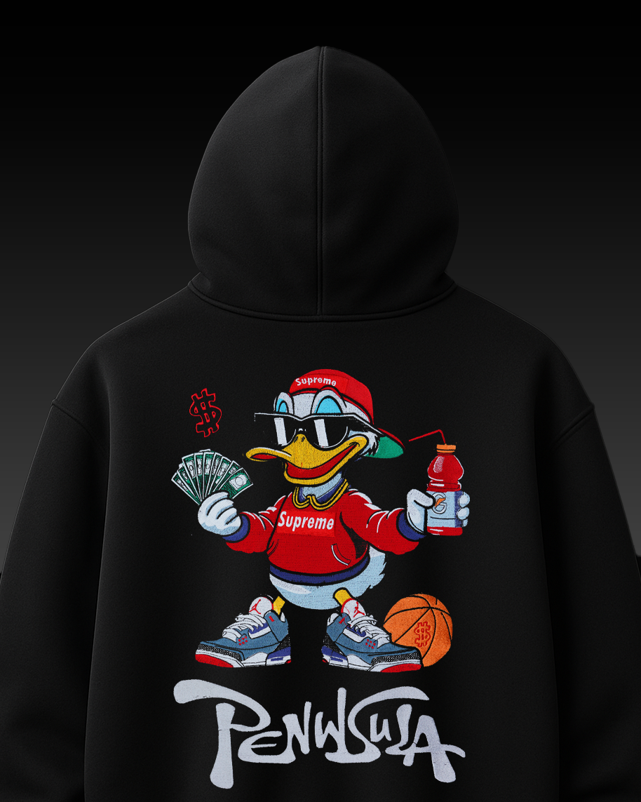 PENINSULA DUCK EMBROIDERED OVER-SIZED HOODIE