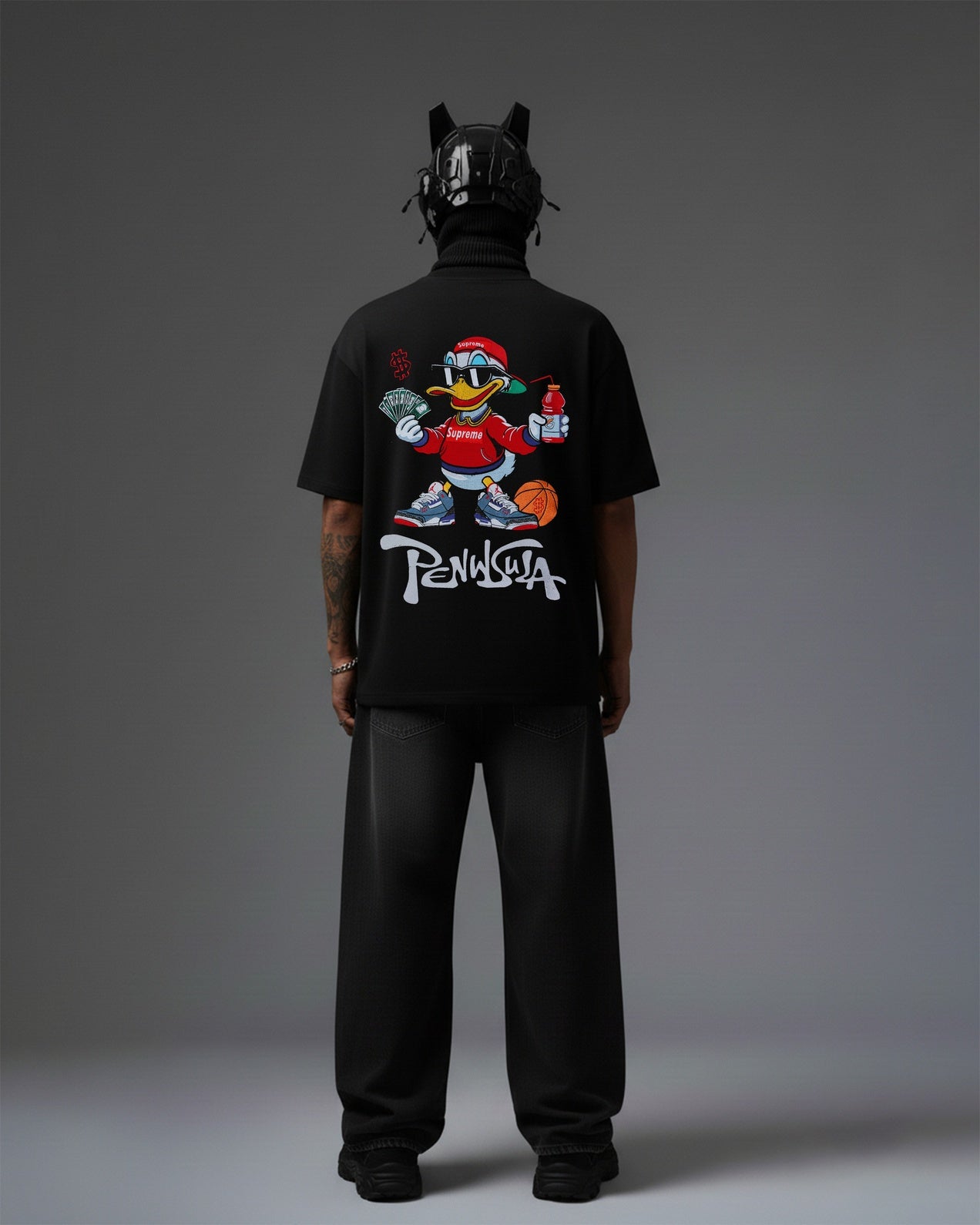 PENINSULA DUCK EMBROIDERY OVER-SIZED T SHIRT