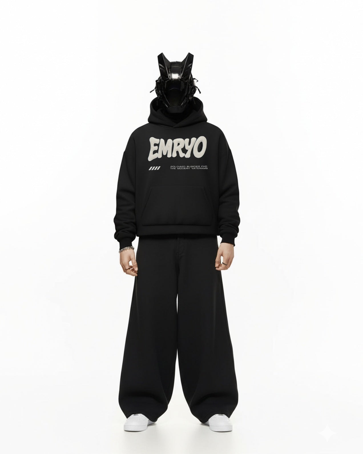 EMRYO LEATHER EMBROIDERED OVERSIZED HOODIE