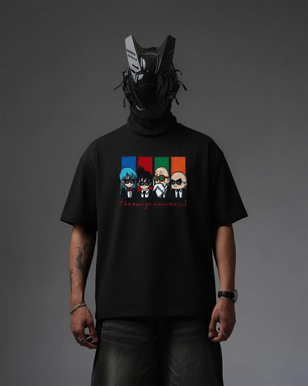 EMRYO WARRIORS EMBROIDERY OVER-SIZED T SHIRT