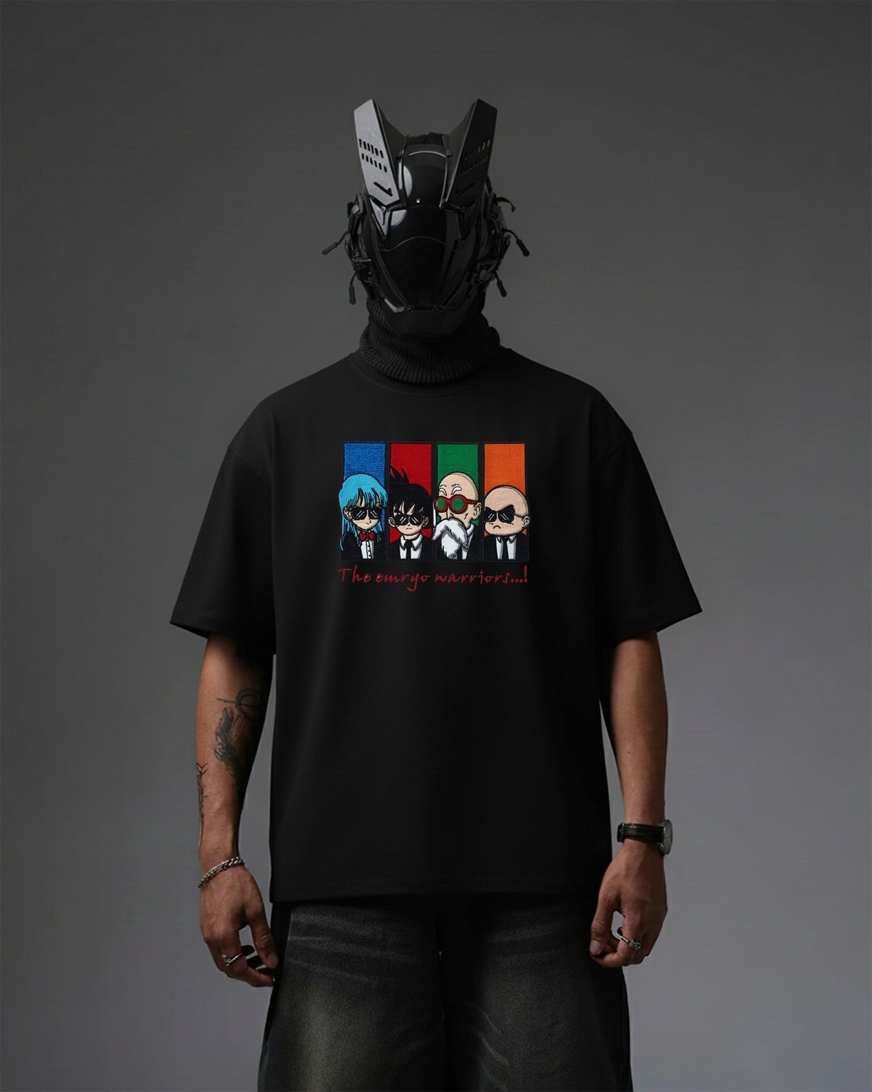 EMRYO WARRIORS EMBROIDERY OVER-SIZED T SHIRT