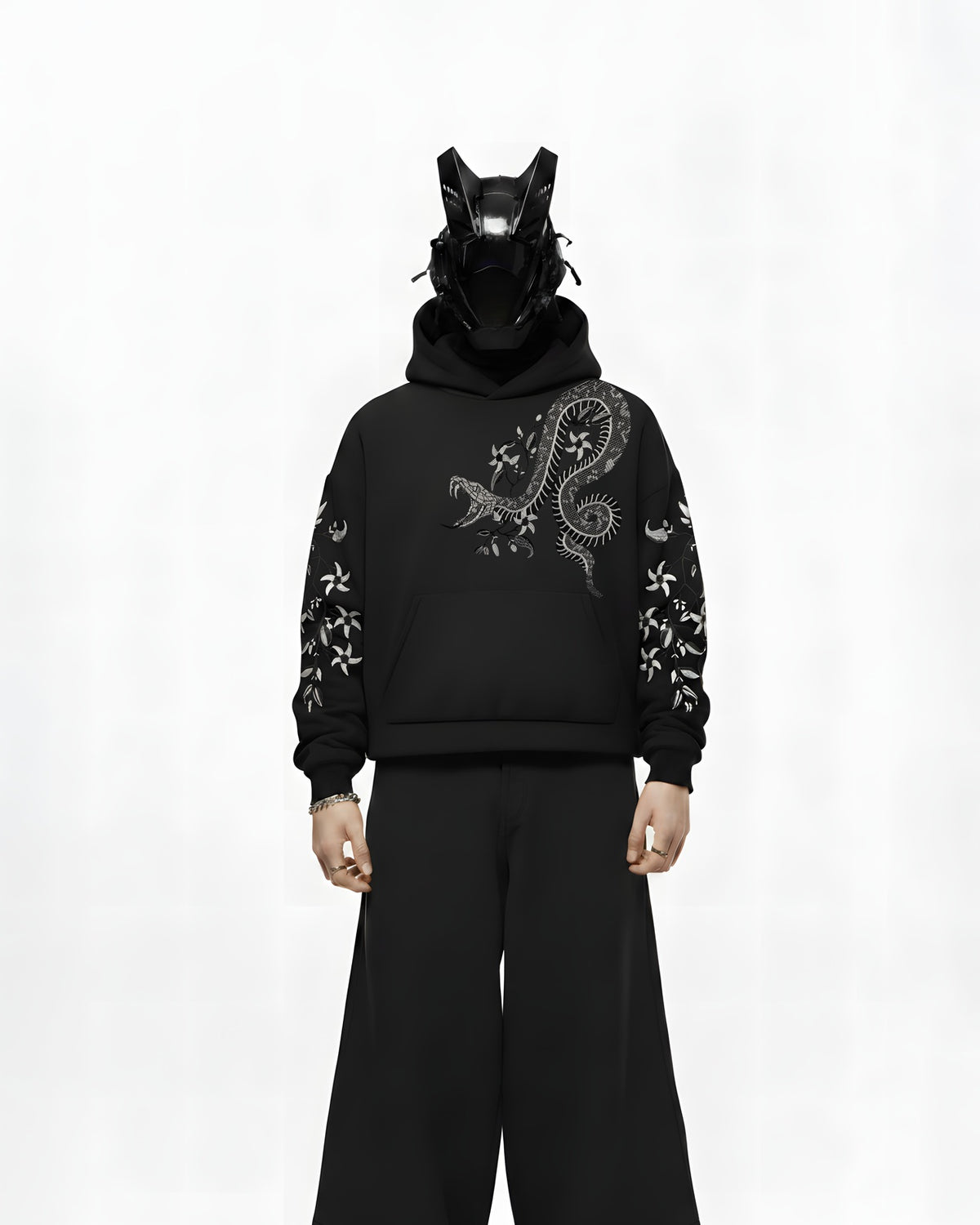 Cobra Embroidery Oversized Hoodie