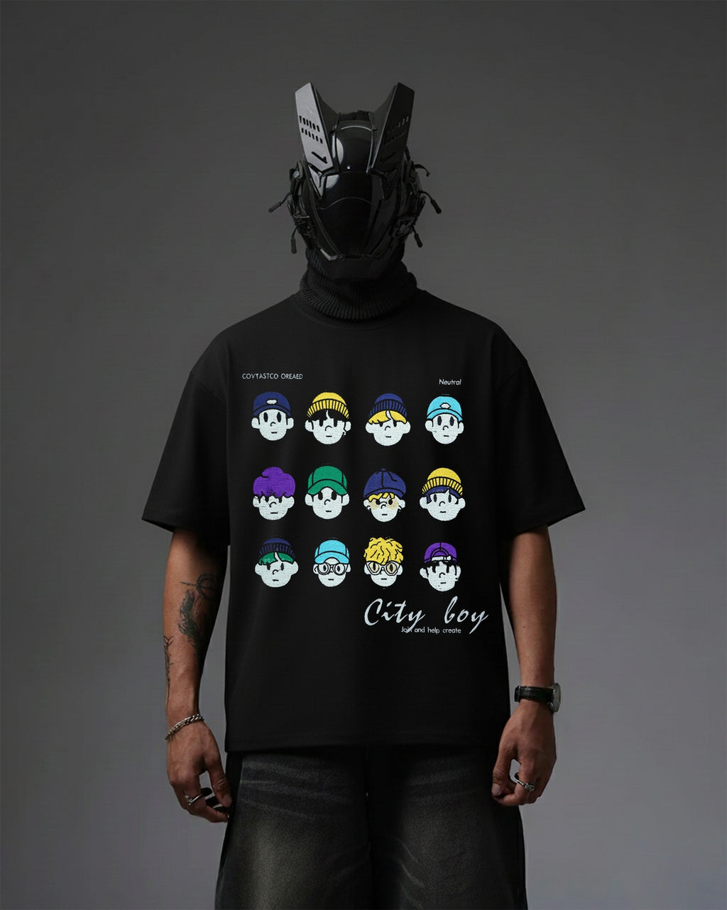 CITY BOY'S EMBROIDERY OVER-SIZED T SHIRT