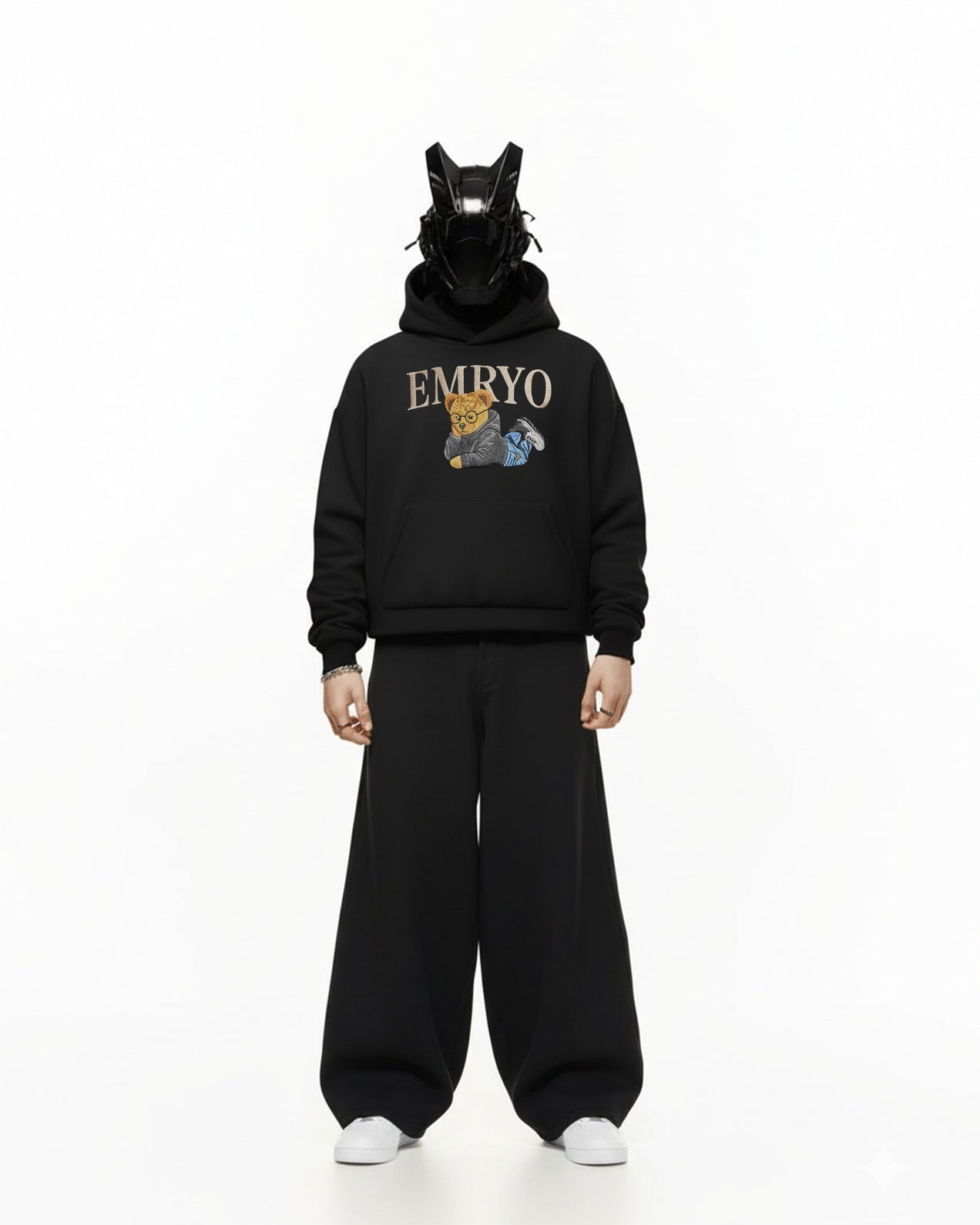EMRYO BEAR EMBROIDERED OVERSIZED HOODIE