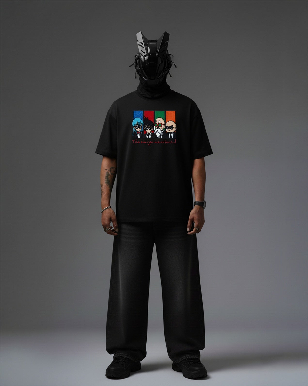 EMRYO WARRIORS EMBROIDERY OVER-SIZED T SHIRT