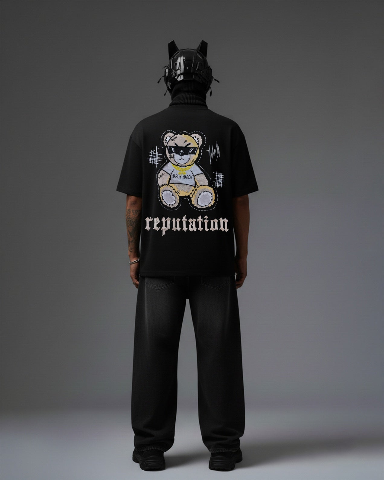 REPUTATION BEAR EMBROIDERY OVER-SIZED T SHIRT