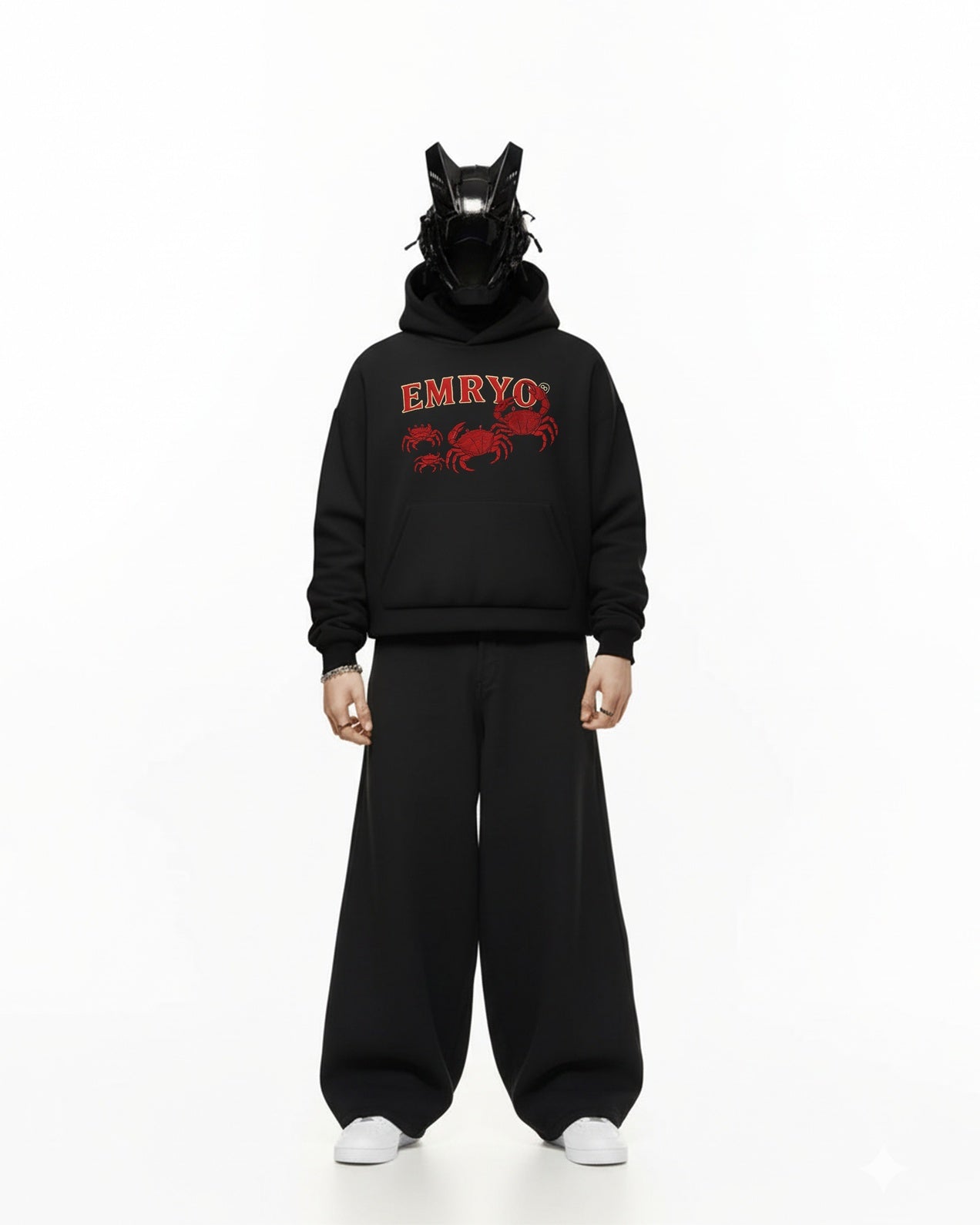 CRAB EMBROIDERED OVERSIZED HOODIE