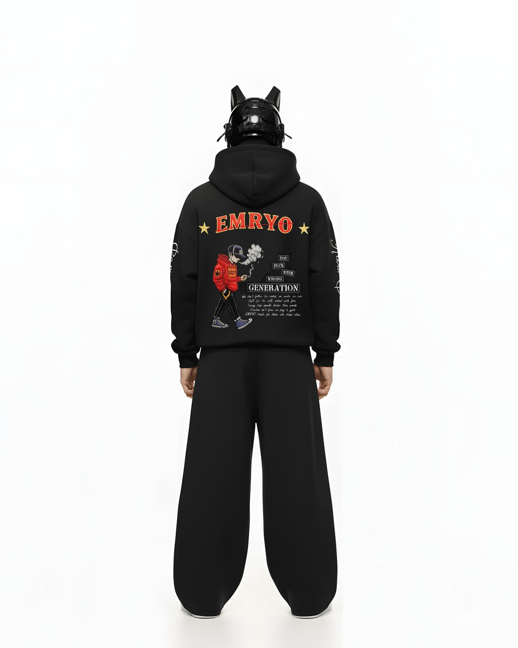 SMOKER EMBROIDERED APPLIQUE OVER-SIZED HOODIE