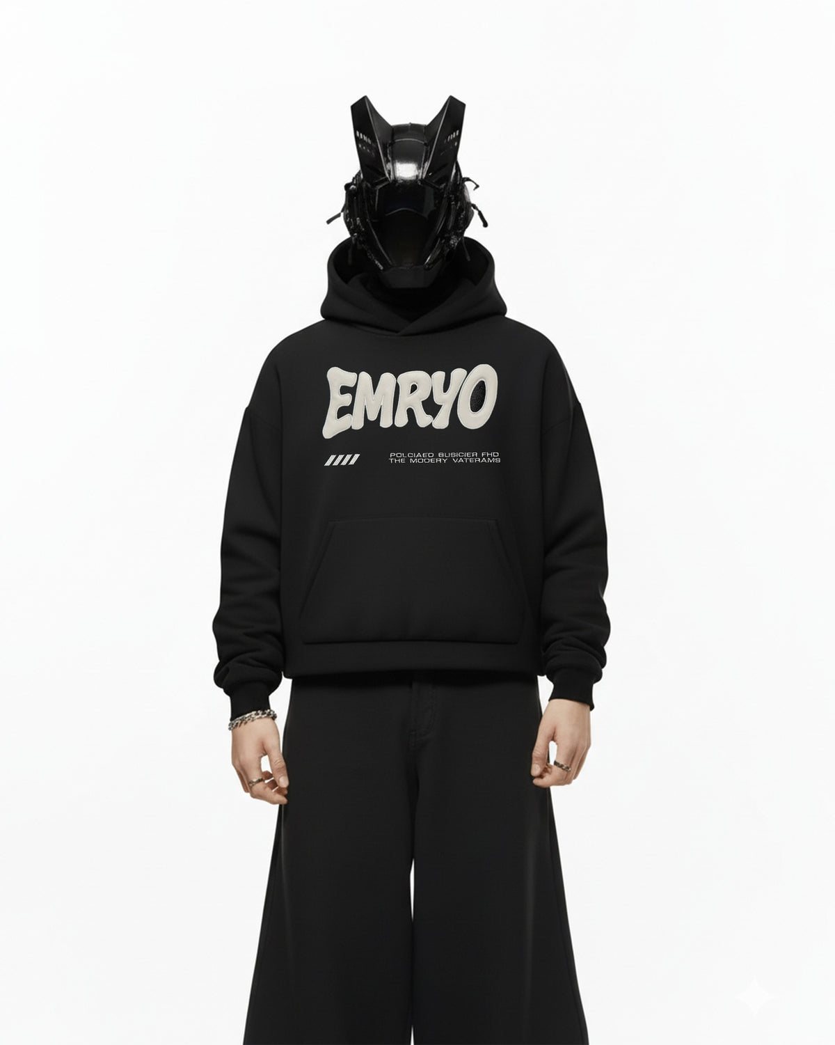 Emryo Leather Embroidery Oversized Hoodie