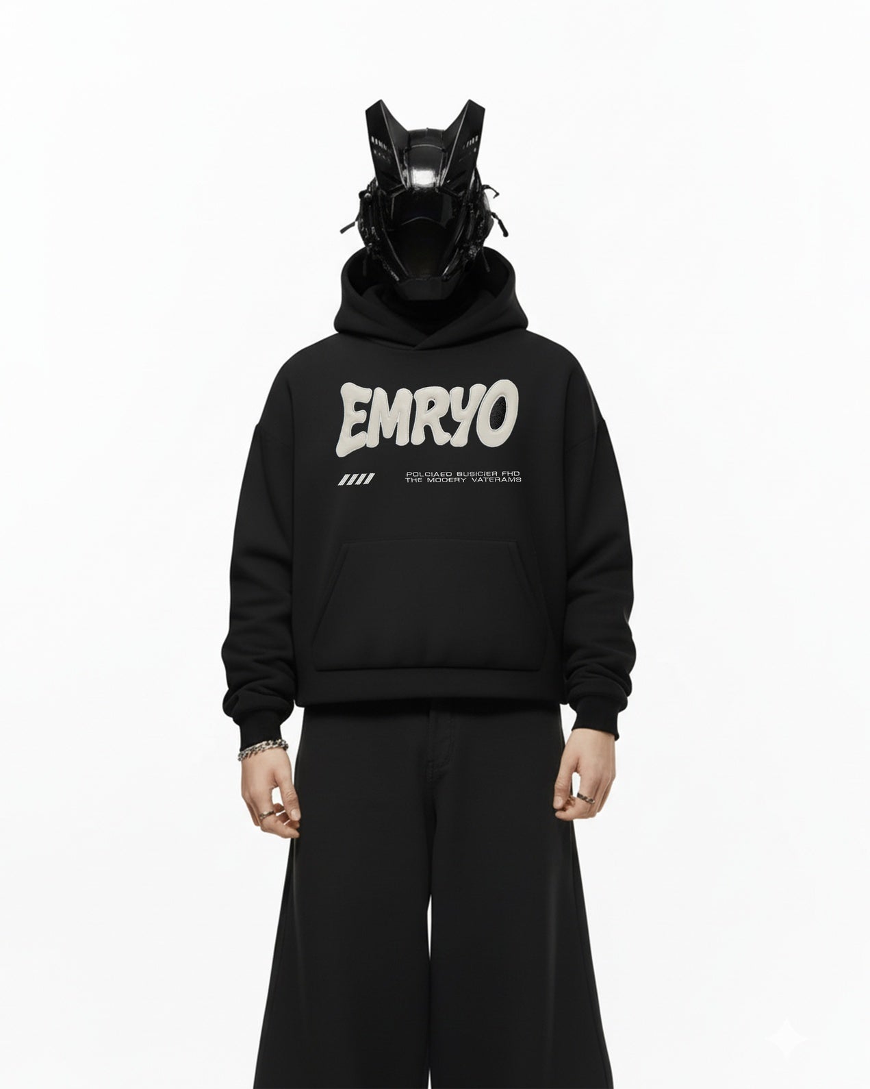 EMRYO LEATHER EMBROIDERED OVERSIZED HOODIE