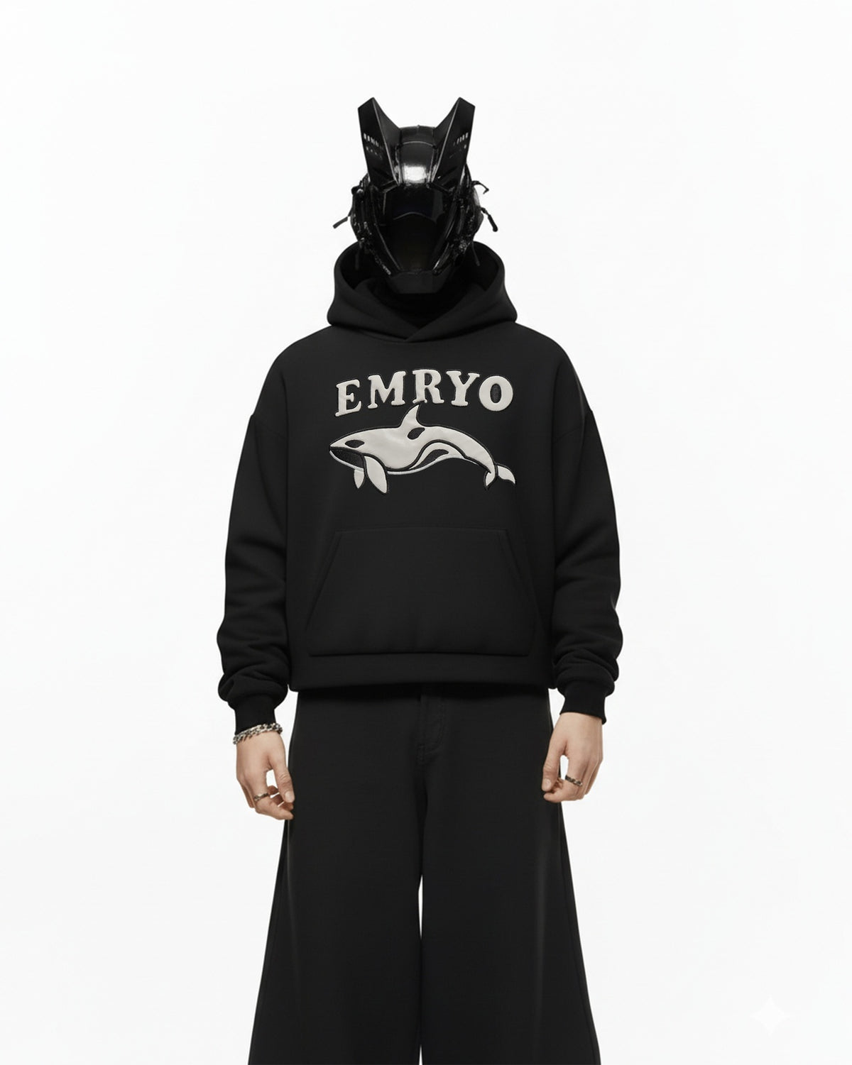 Emryo Whale Embroidery Oversized Hoodie