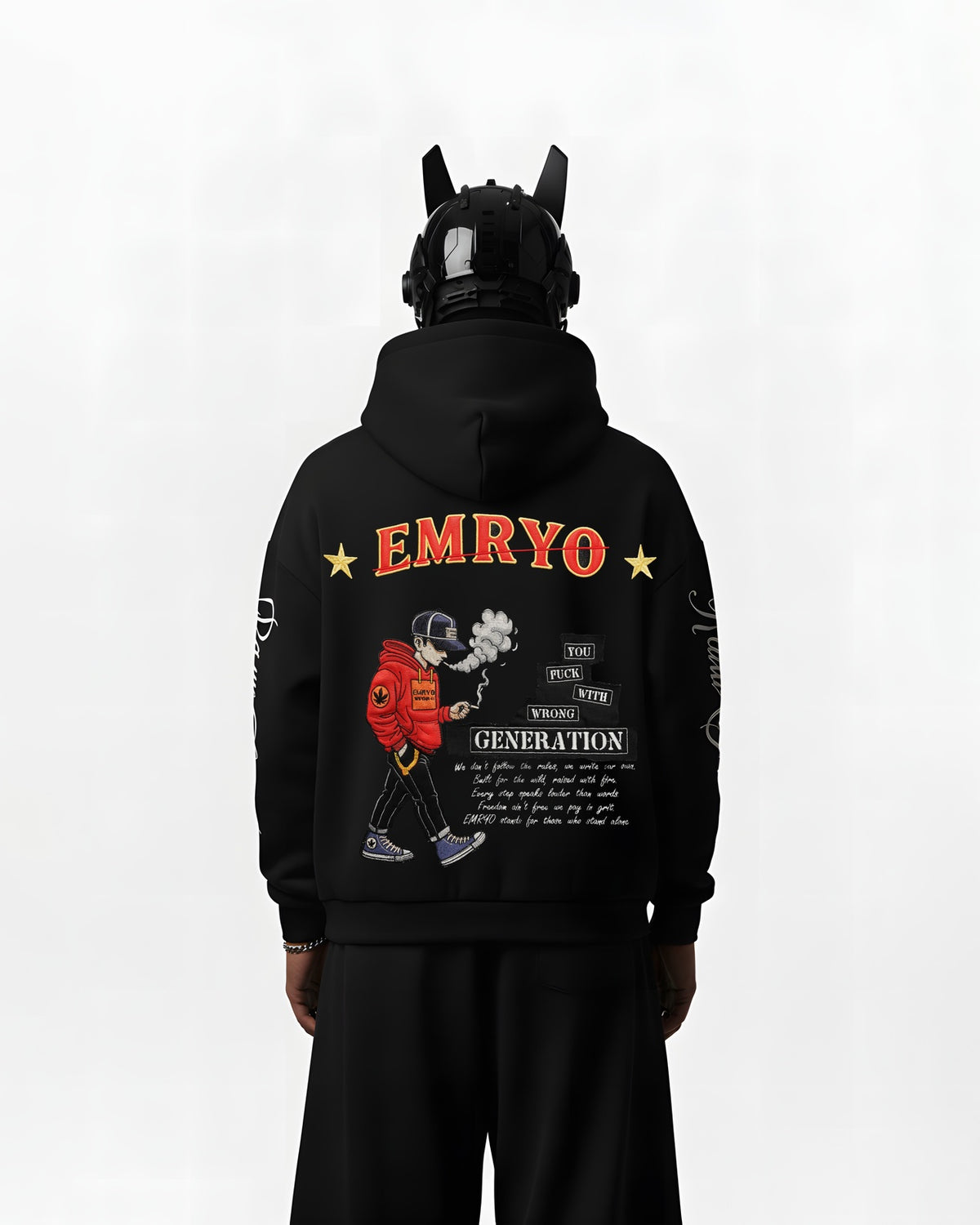 Smoker Boy Embroidery Oversized Hoodie
