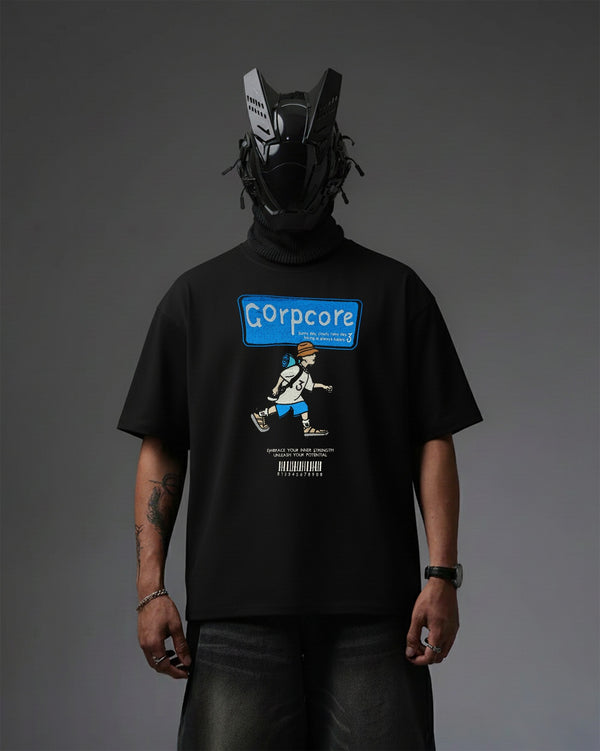 Corpcore Embroidery Over-Sized T Shirt