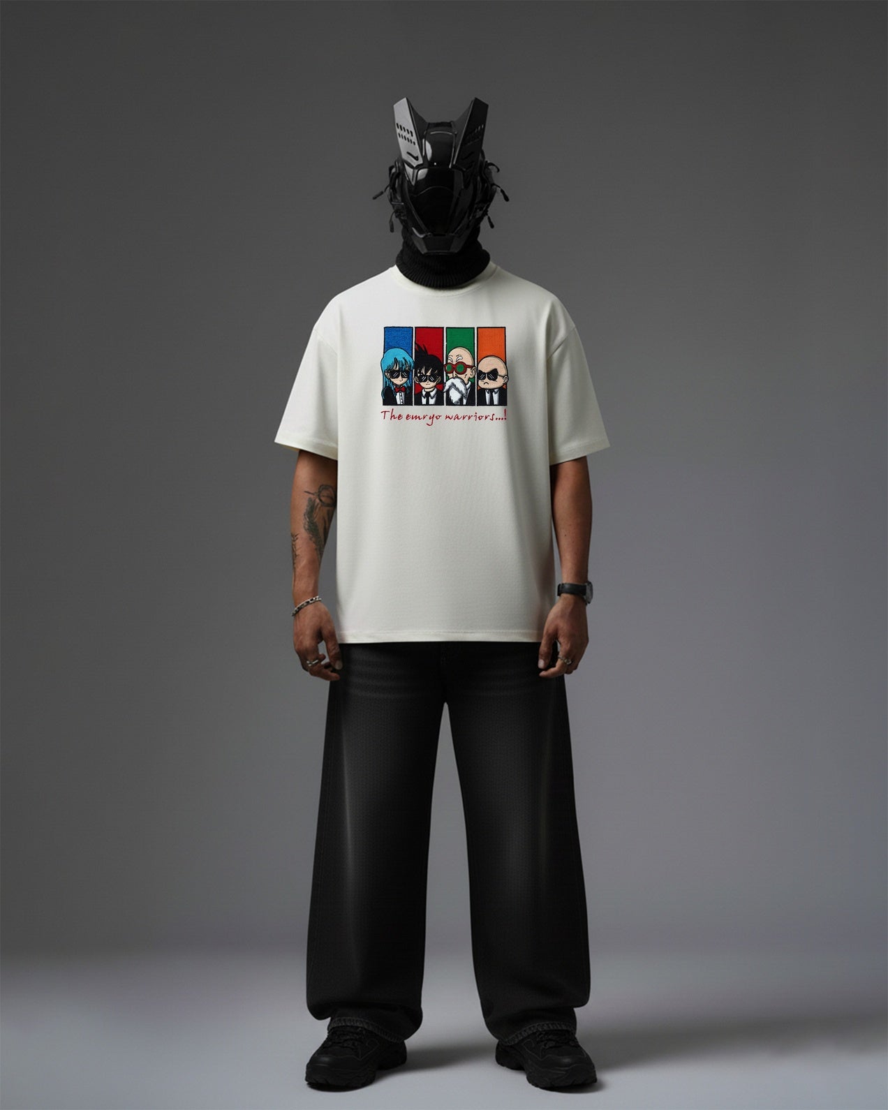 EMRYO WARRIORS EMBROIDERY OVER-SIZED T SHIRT