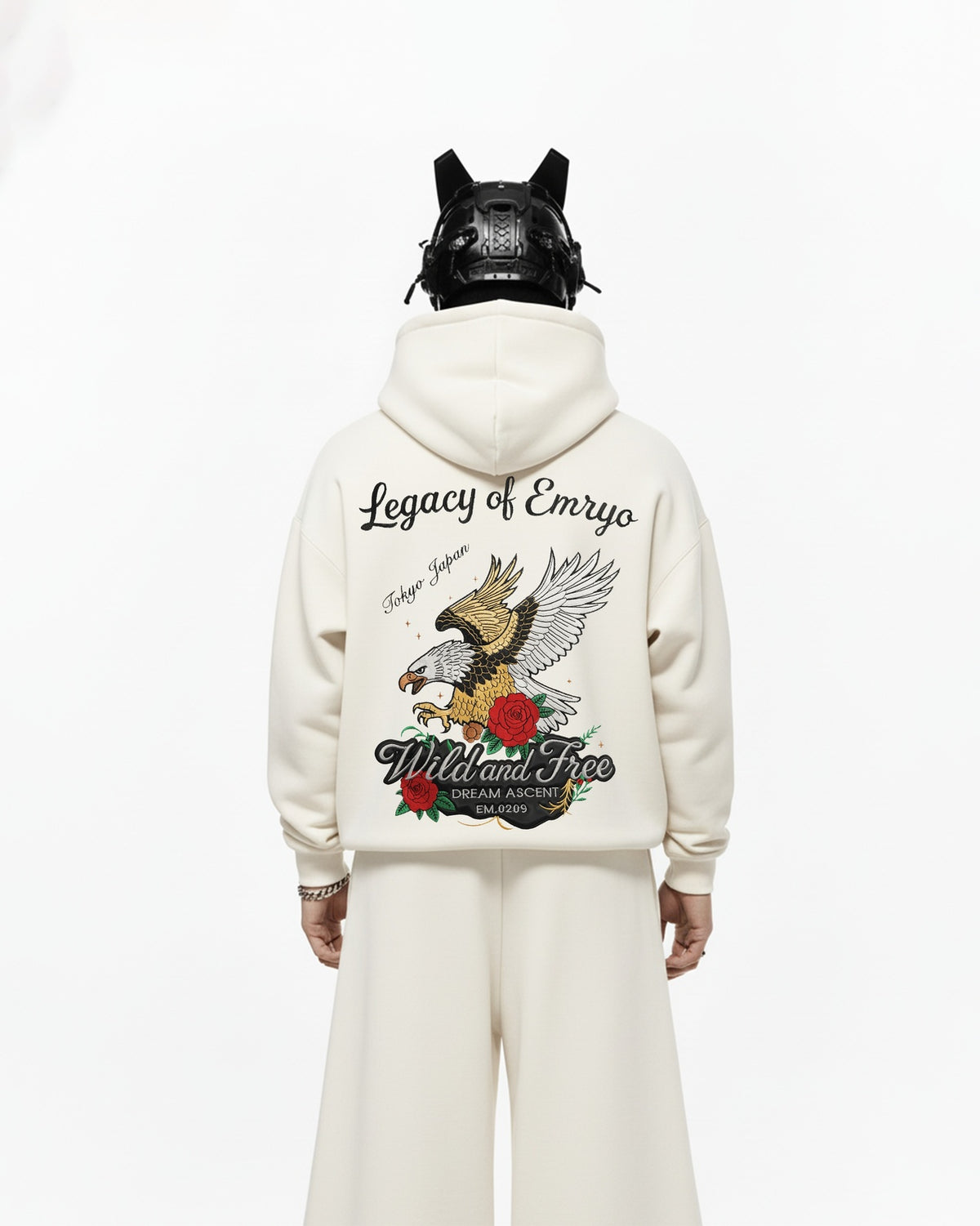Wild Eagle Embroidery Oversized Hoodie