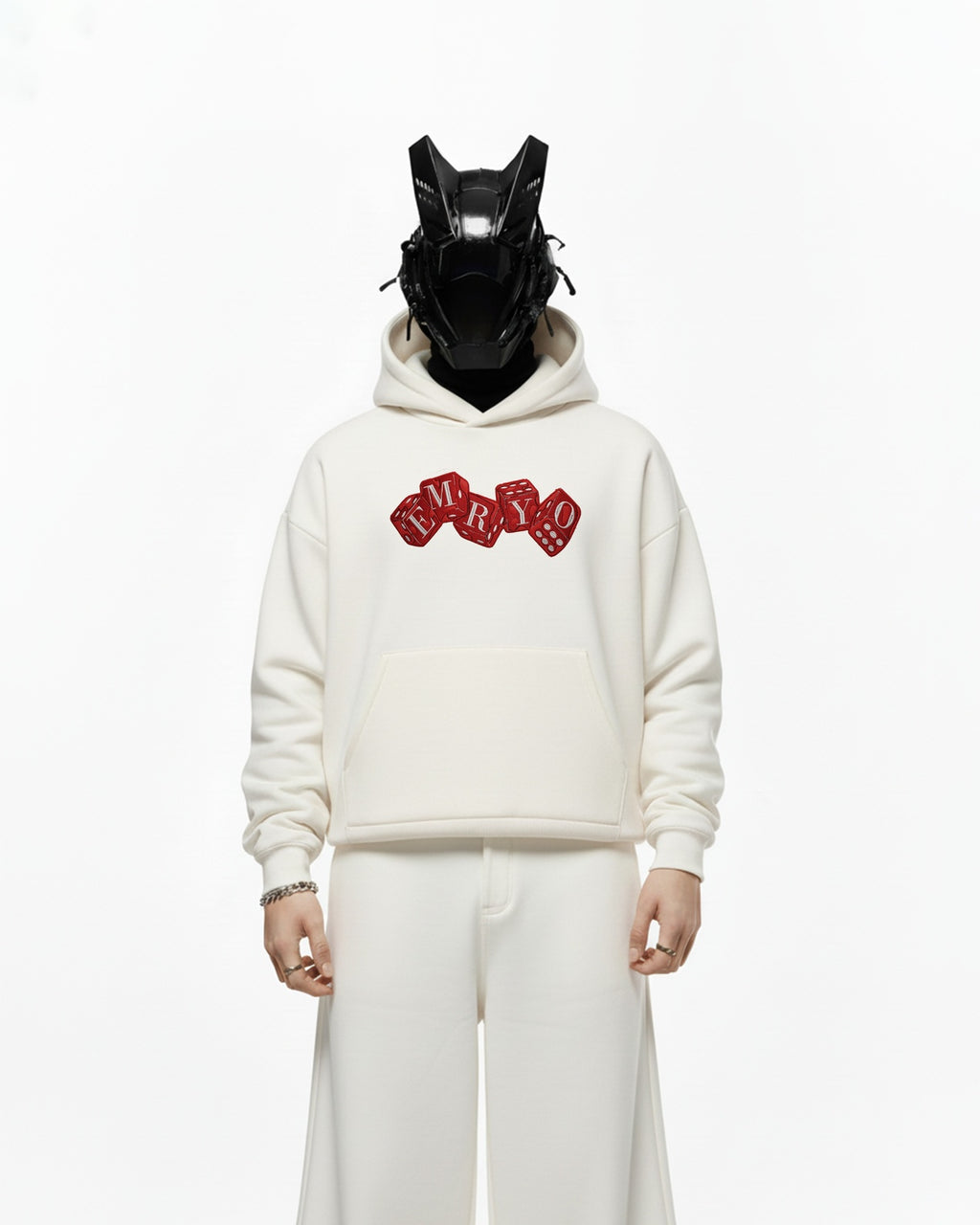 EMRYO DICE APPLIQUE EMBROIDERED HOODIE